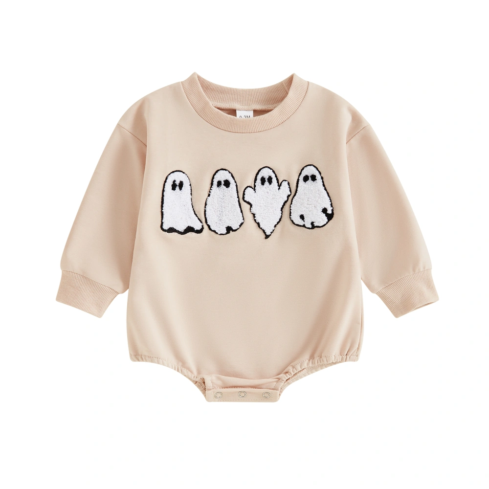 Baby Halloween Sweatshirt Romper Ghost Embroidered Patch Jumpsuit