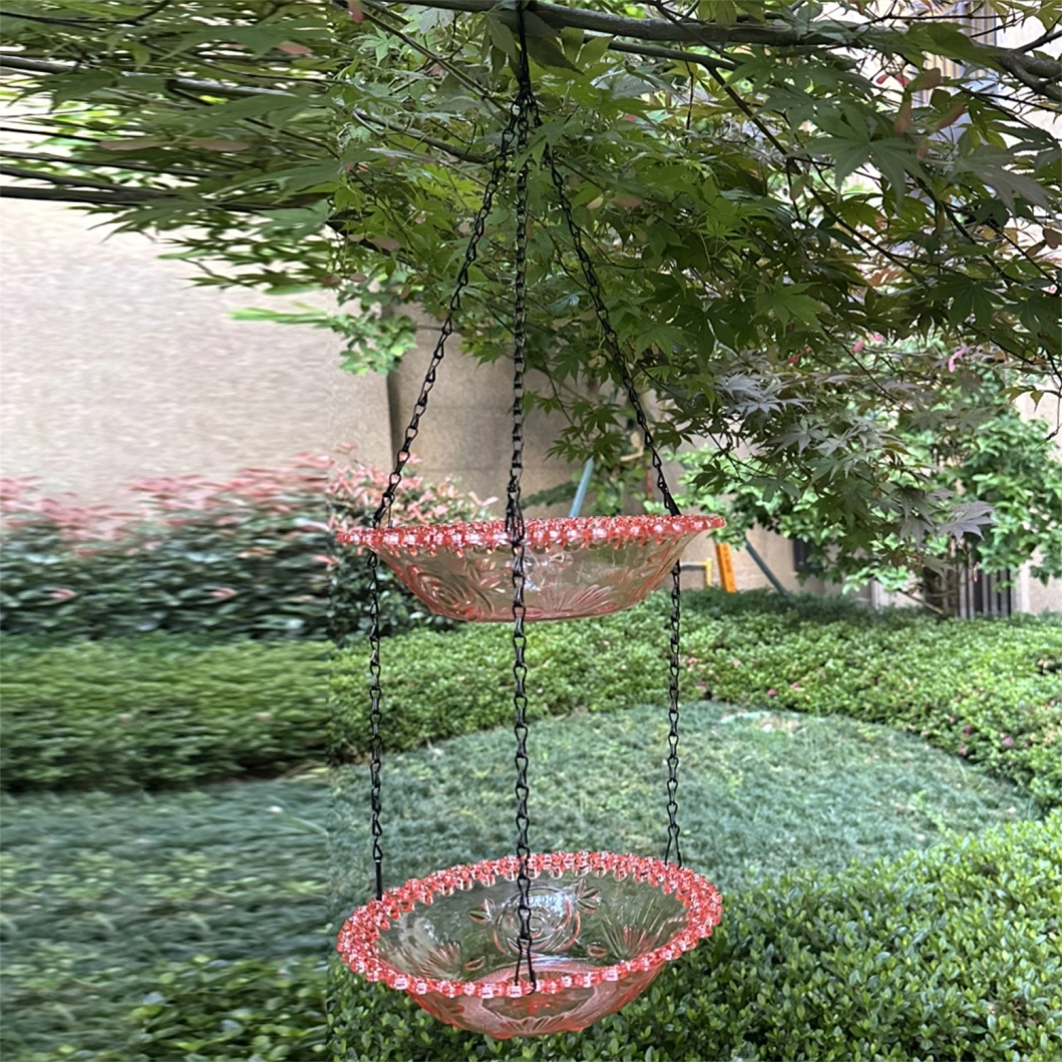 Hanging Bird Feeder, 2 Tier Hanging Birdbath for Hummingbirds