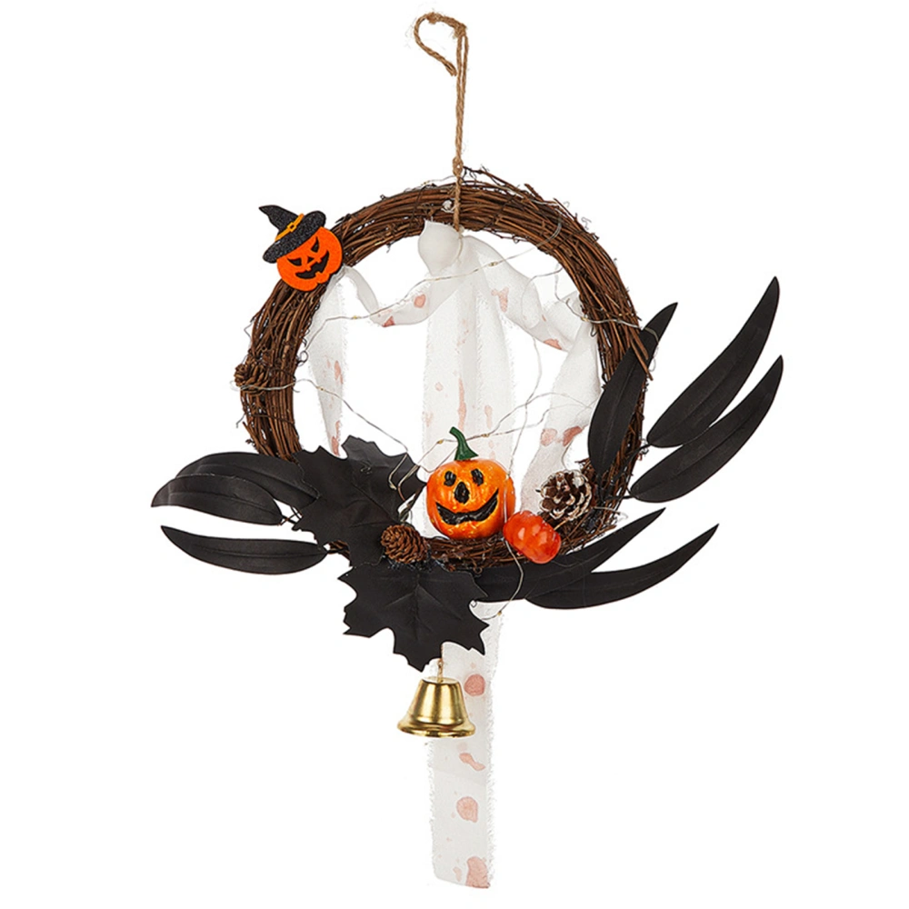 Halloween Wreath Scary Pumpkin Eyeball Flower Rattan Wreath Garland