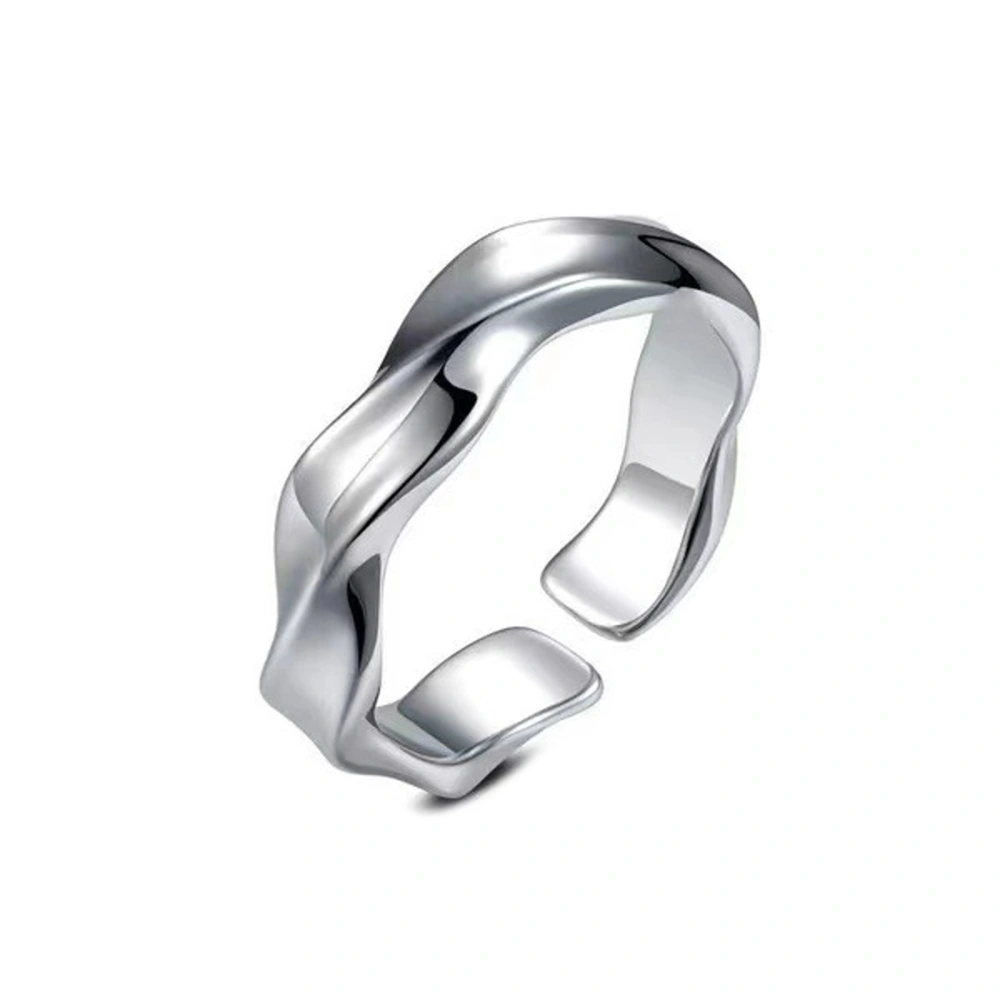 Adjustable Silver Mobius Ring for Men Open Wrap Finger Ring Gift