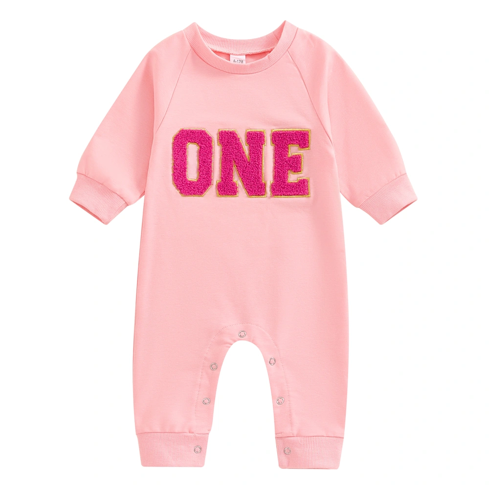 Baby 1st Birthday Romper Letter Long Sleeve Fall Sweatshirt Jumpsuit