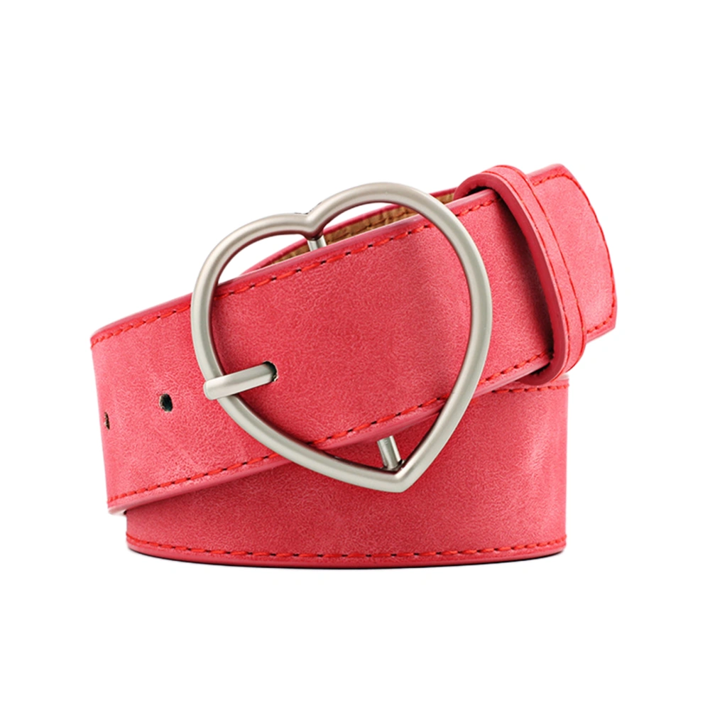 Womens Heart Buckle Belt Matte Wide Waist PU Leather Belt for Jeans 