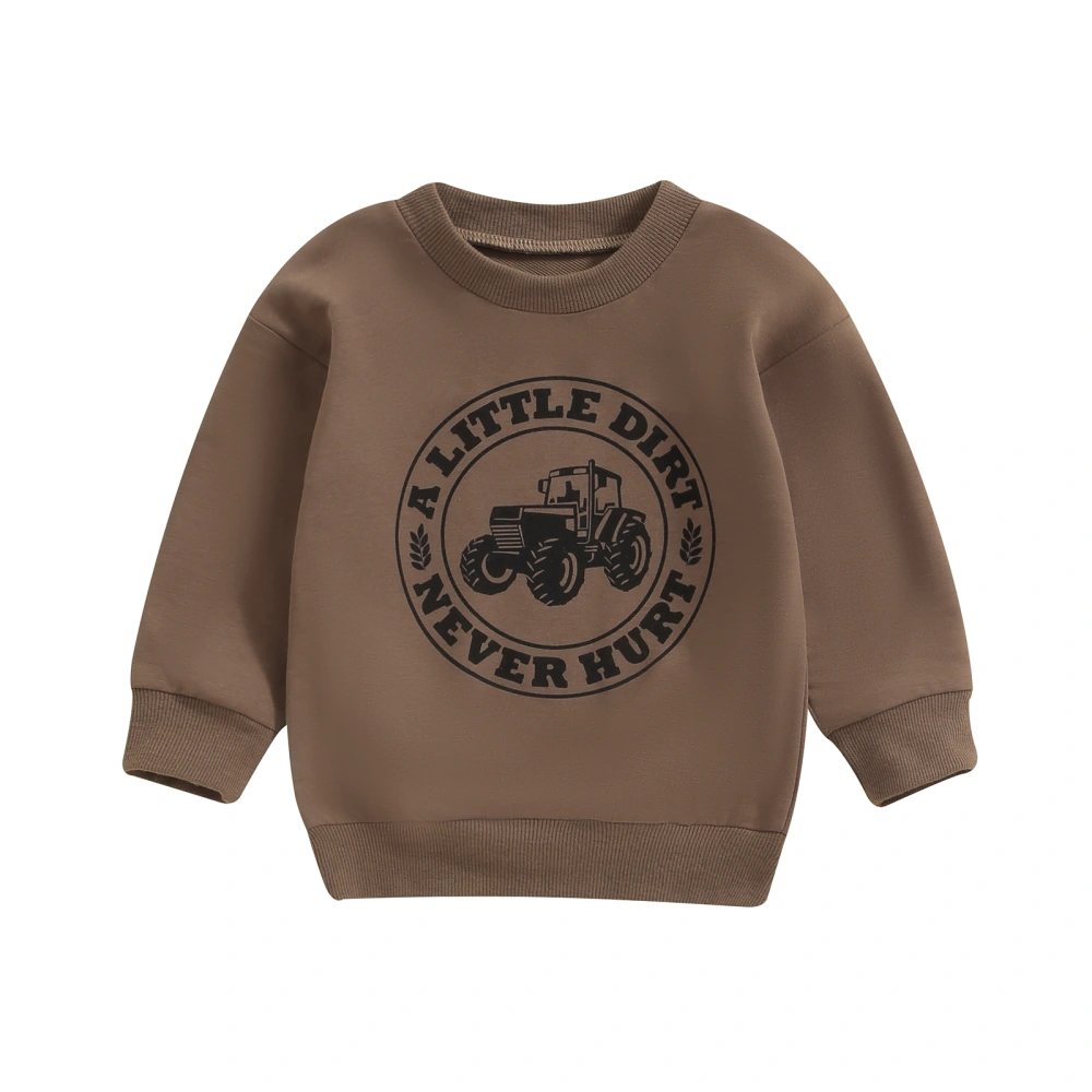 Boy Fall Sweatshirt Tractor&Letter Long Sleeve Loose Pullover