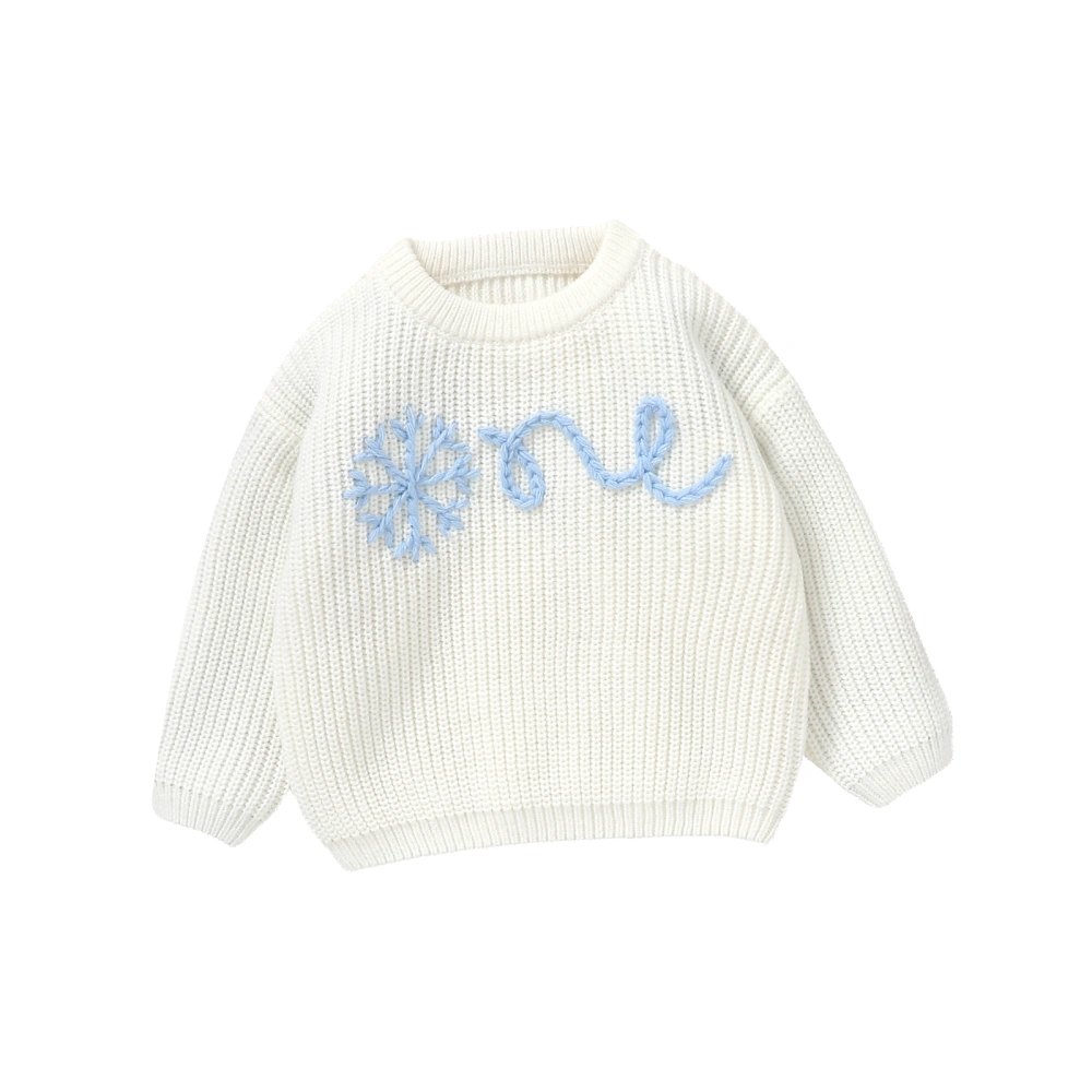 Baby Knit Sweater Long Sleeve Round Neck Letter Embroidery Knitwear