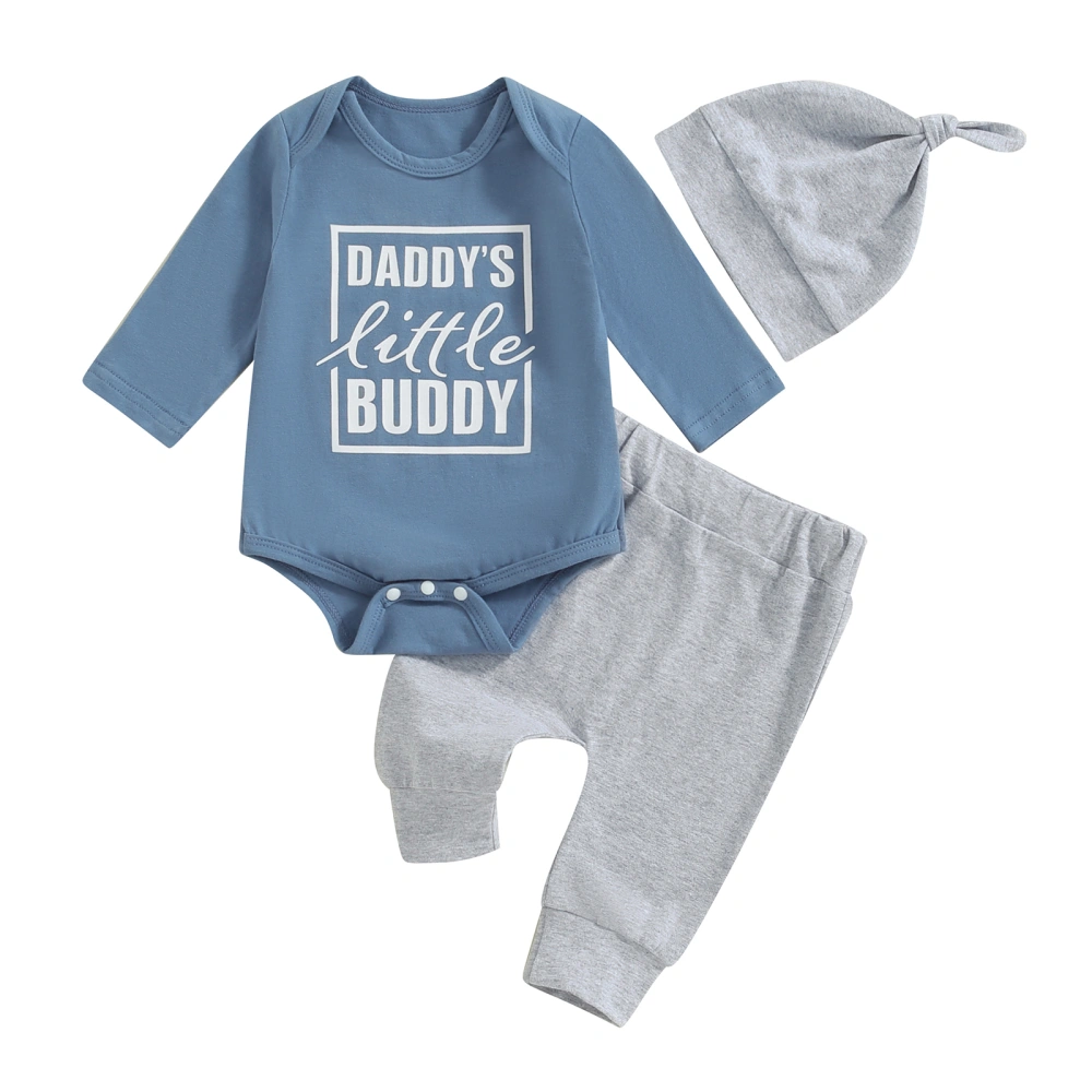 Baby Boys Set Letter Long Sleeve Romper Long Trousers Hat Outfits