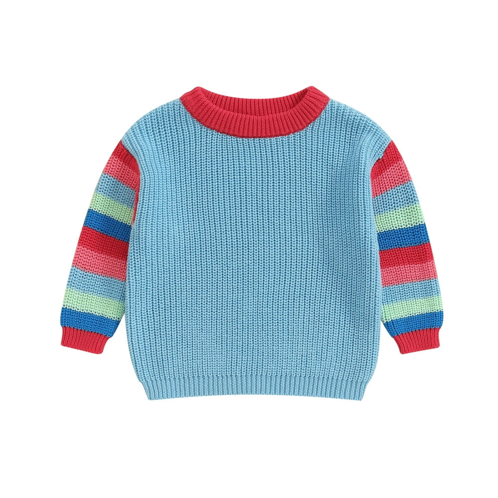 Baby Boy Girl Knit Sweater Colorful Striped Long Sleeve Pullover Tops 