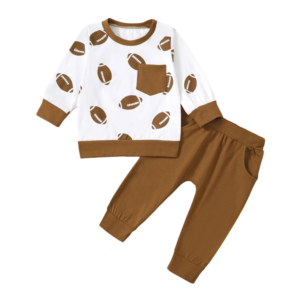 Baby Boys Pants Set, Long Sleeve Rugby Print Sweatshirt Sweatpants