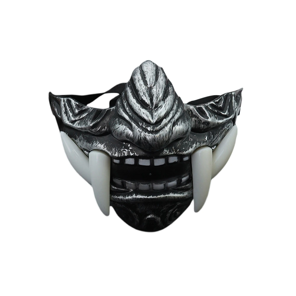 Fangs Half Face Halloween Facewear Samurai Demon Cosplay Facewear