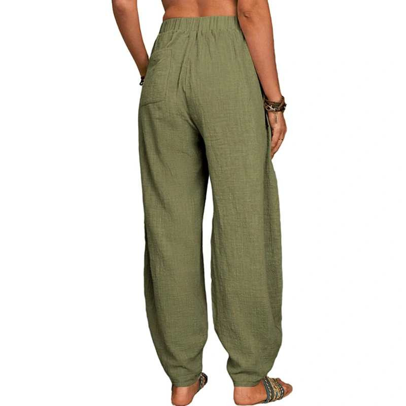 Women Baggy Harem Pants Solid Color Loose Elastic Waist Yoga Trouser