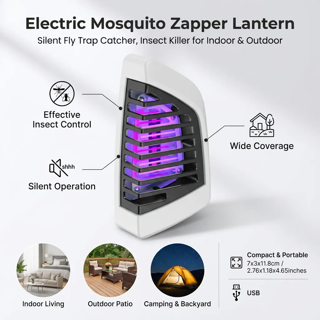 Electric Mosquito Zapper Lantern Silent Fly Trap Catcher Insect Killer
