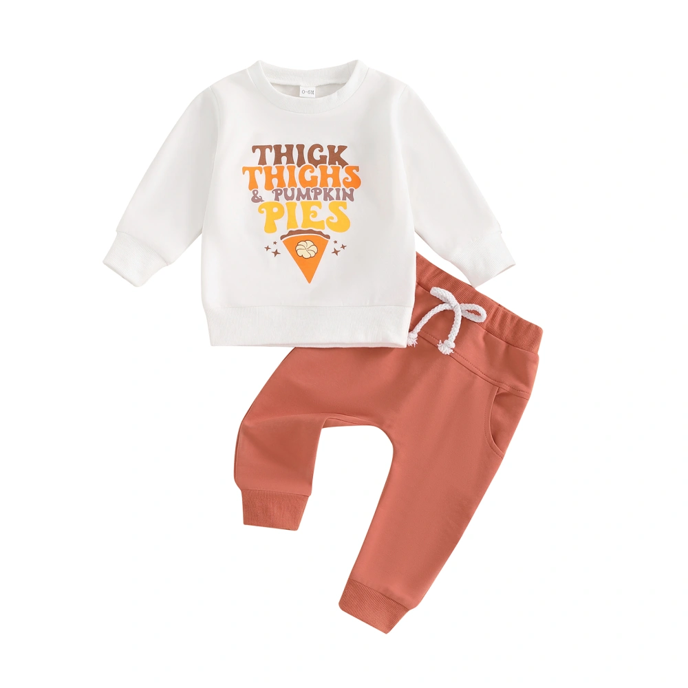 Toddler Boys Halloween Outfits Pumpkin Print Sweatshirts Pants