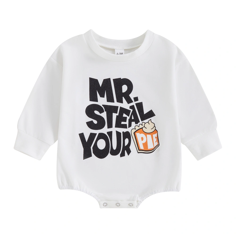 Baby Halloween Romper Long Sleeve Crew Neck Letter Print Bodysuit