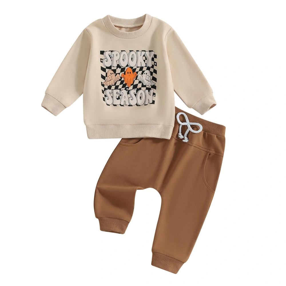 Kids Boys 2-piece Outfit Long Sleeve Ghost Print Sweatshirt with Pants