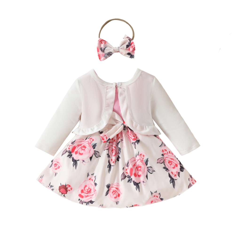 Girls Fashion Outfits Floral Sleeveless Dress Jacket Headband