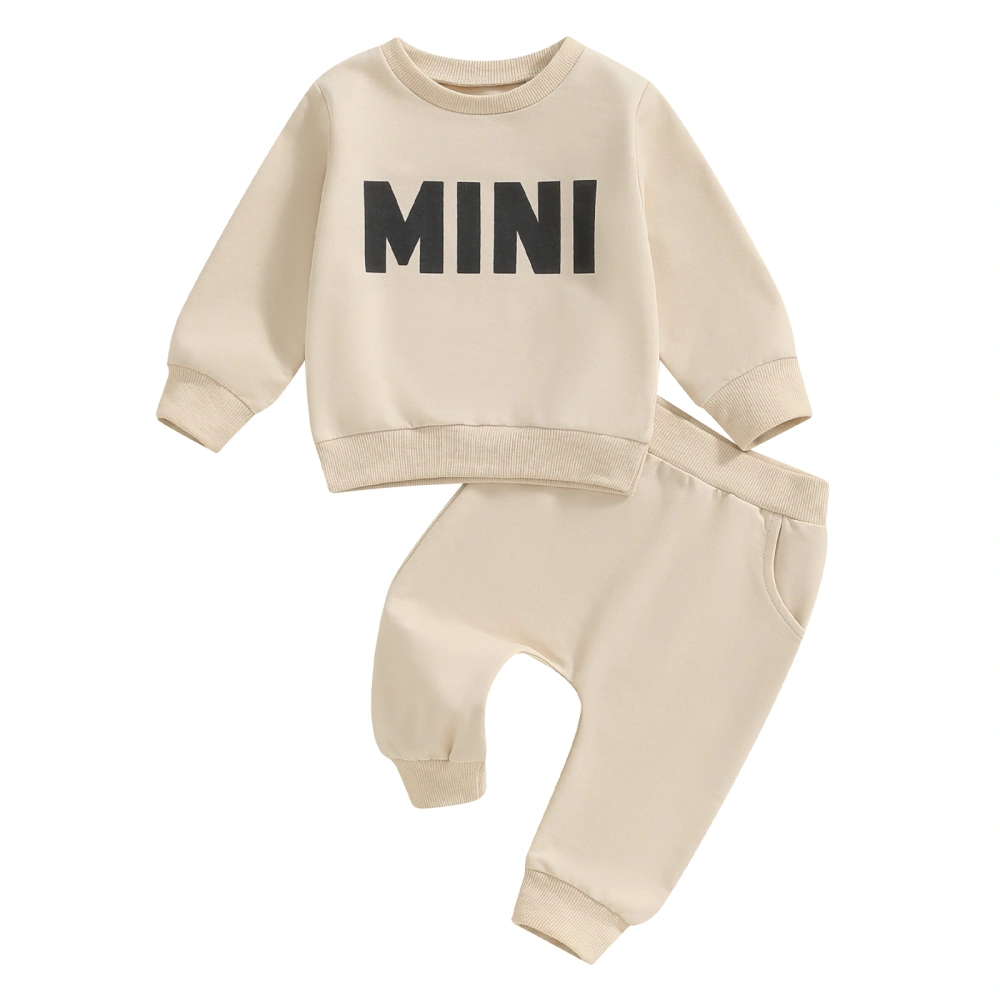 Toddler Pants Set Letter Print Sweatshirt Pockets Long Pants Outfits