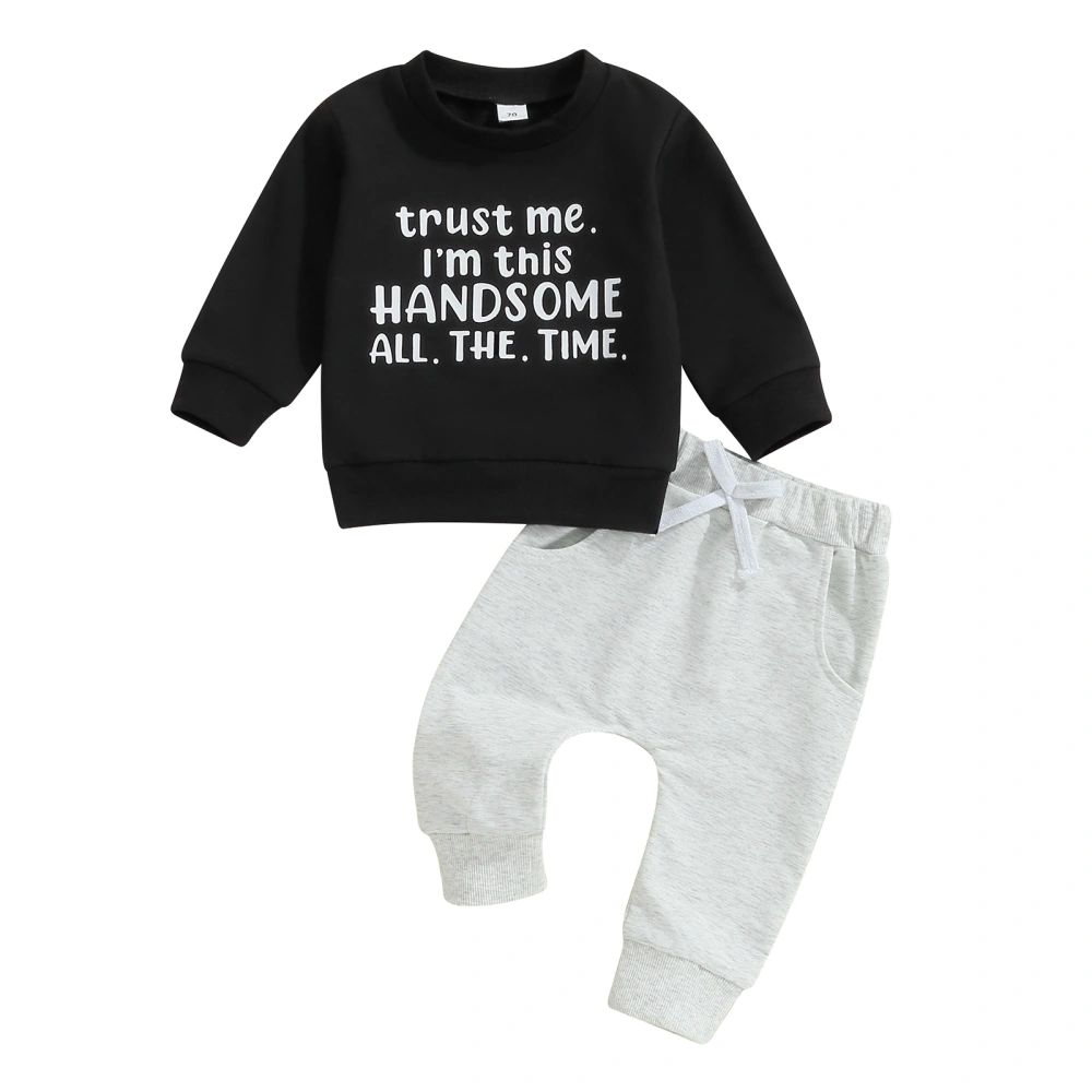 Baby Boys Pants Set, Long Sleeve Letters Sweatshirt Sweatpants