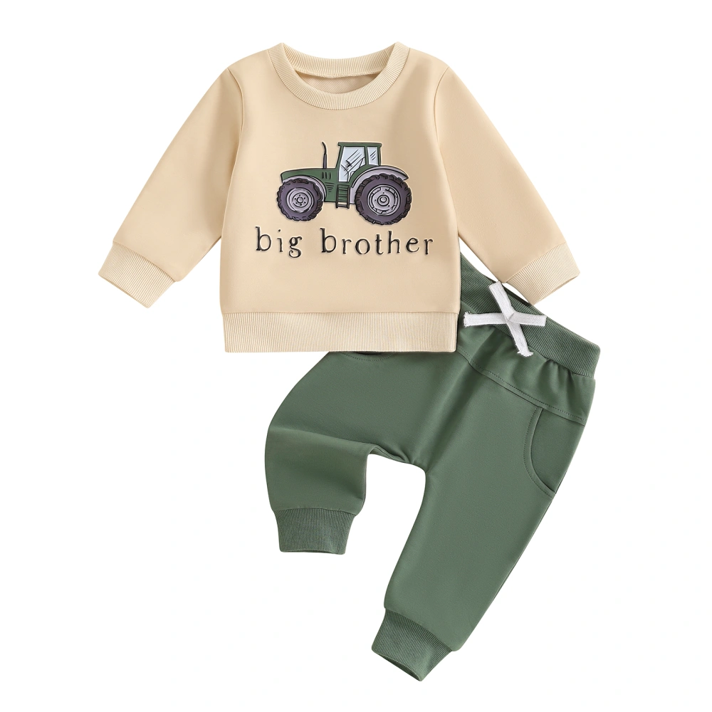 Baby Boy Fall Clothes Tractor Print Sweatshirt and Elastic Sweatpants