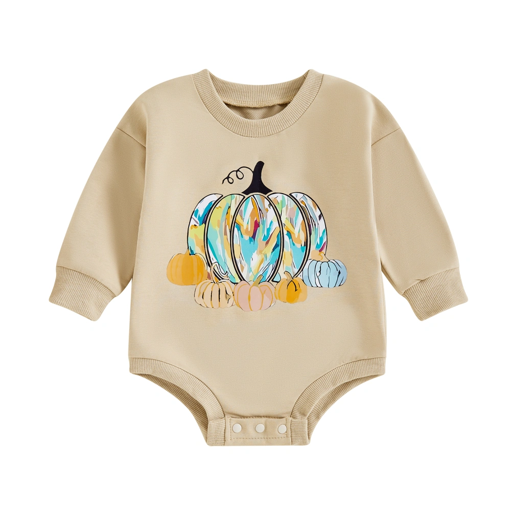 Baby Halloween Romper Long Sleeve Pumpkin Print Sweatshirt Romper