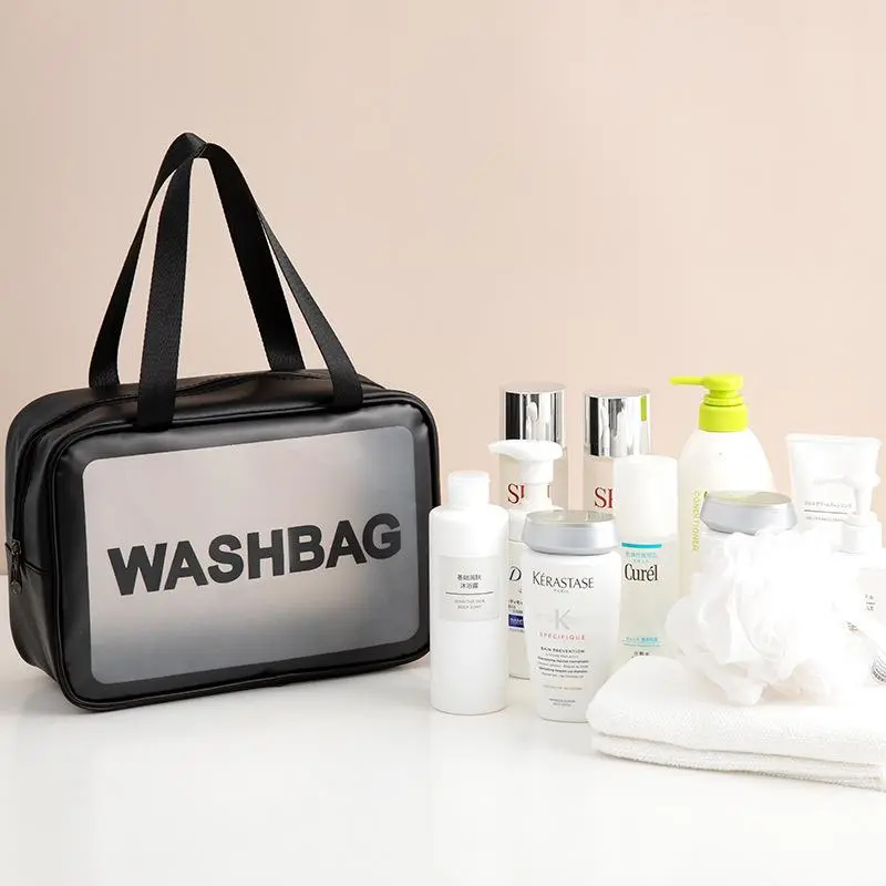 Transparent Waterproof Frosted PVC Cosmetic Bag Portable Travel Storage Bag Large Capacity Simple Portable Toiletry Bag
