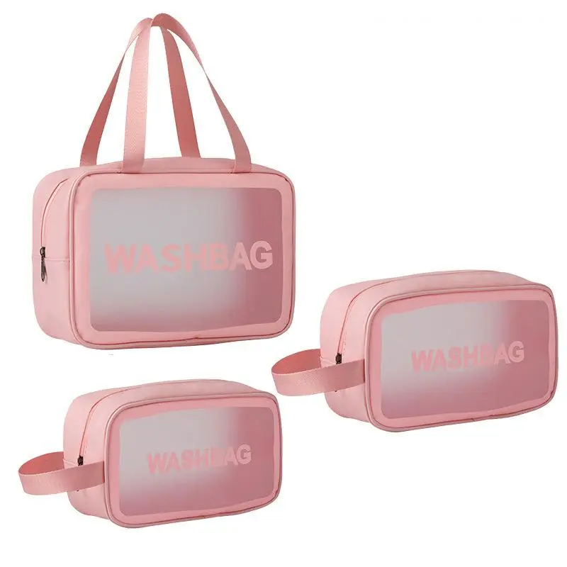 Transparent Waterproof Frosted PVC Cosmetic Bag Portable Travel Storage Bag Large Capacity Simple Portable Toiletry Bag