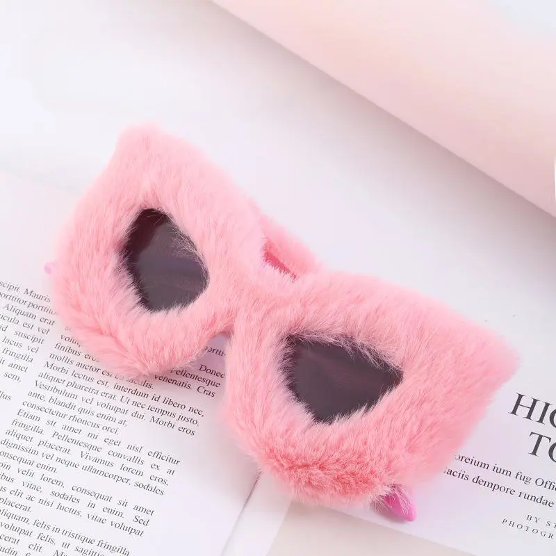 Women's Fashion Plush Sunglasses Trendy Party Cat Eye Sunglasses UV400 Sunshade Sunglasses