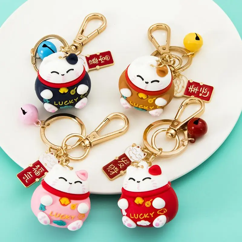 Lucky Cat Keychain for Men and Women Cute Creative Cartoon Keychain Bag Pendant Gifts for Friends Couple Keychain