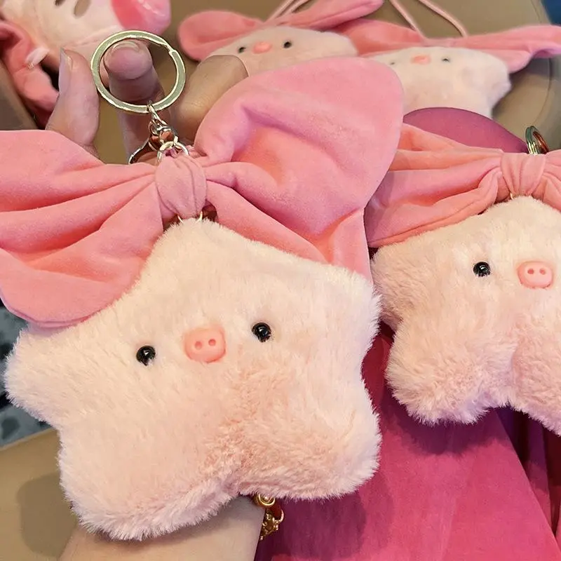 Star Pig Cute Plush Doll Keychain School Bag Pendant Christmas Small Gift Couple Key Chain Bag Pendant Doll Accessories Birthday Gifts for Friends