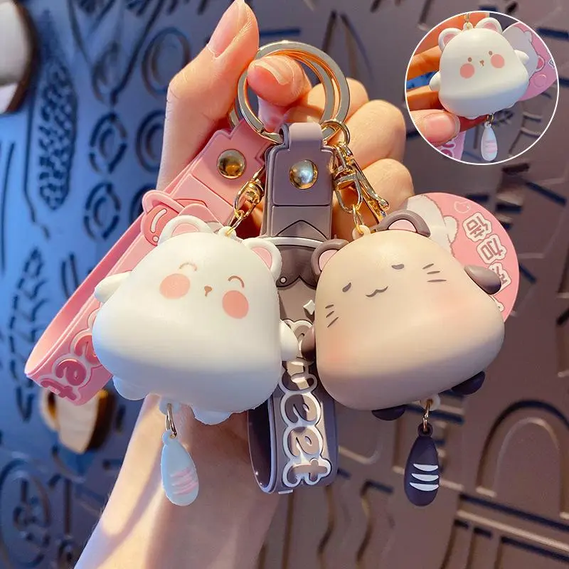 Cute Cat Keychain for Men and Women, Trendy Car Panda Keychain, Exquisite Couple Schoolbag Pendant