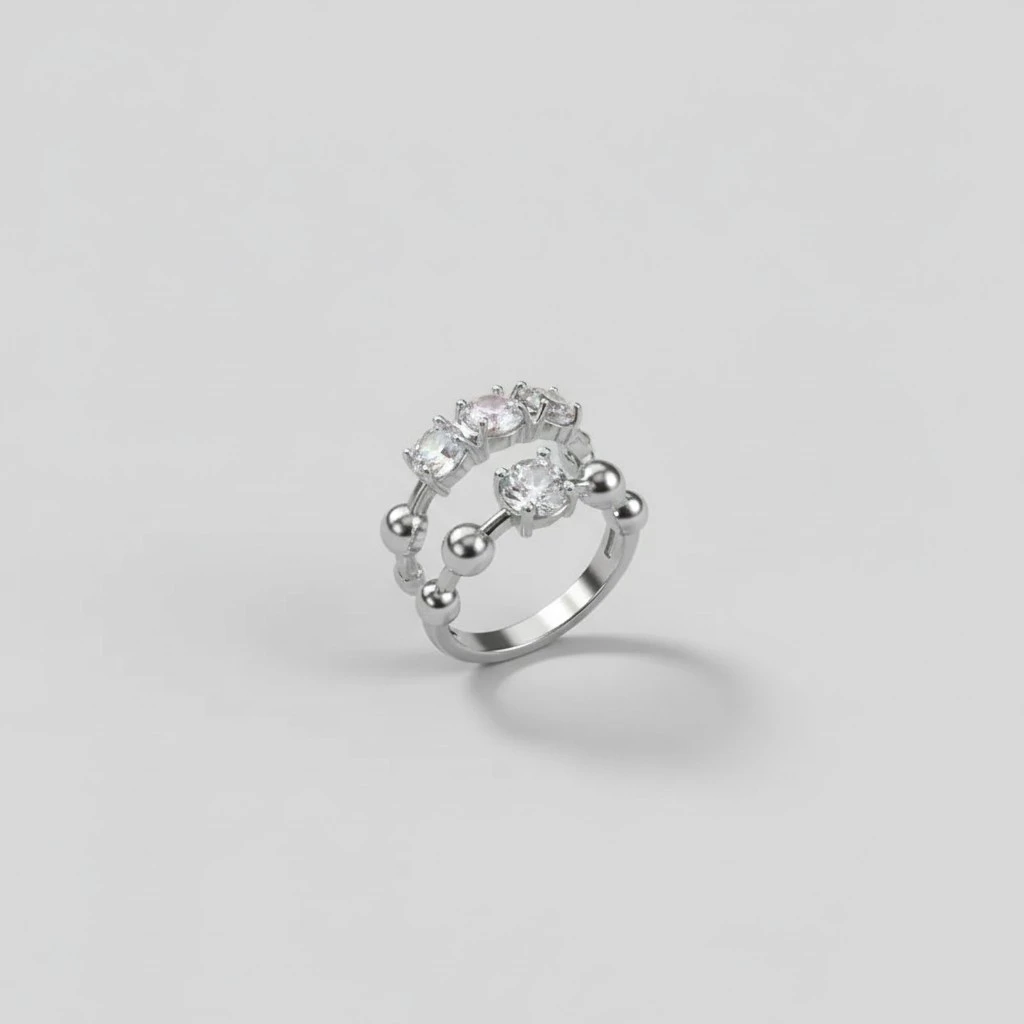 Moonstone Two-piece Irregular Ring Women's Niche Design High-end Sense Sweet Cool INS Wind Adjustable Ring
