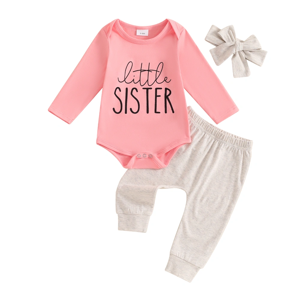 Baby Girl Fall Outfits Letter Print Romper Long Pants Headband