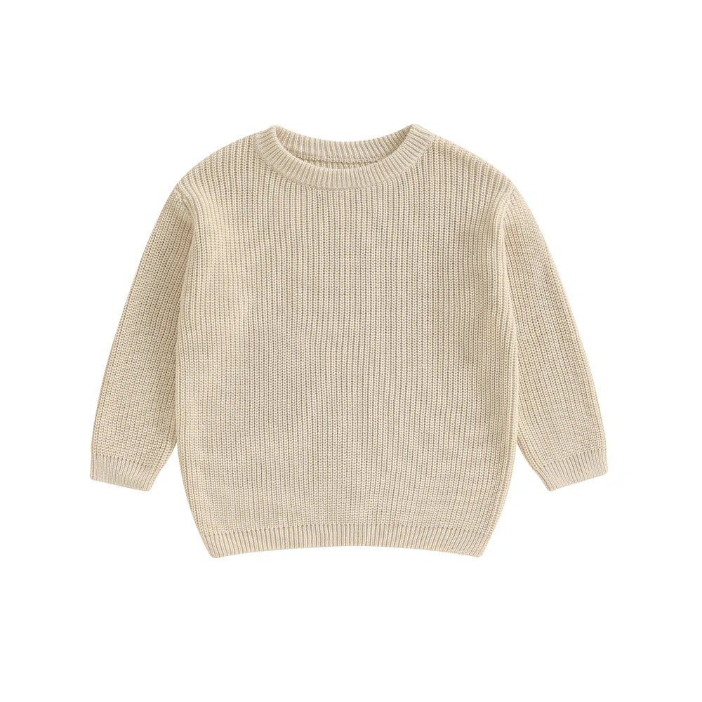 Mommy and Me Sweaters Solid Ribbed Long Sleeve Chunky Knit Tops