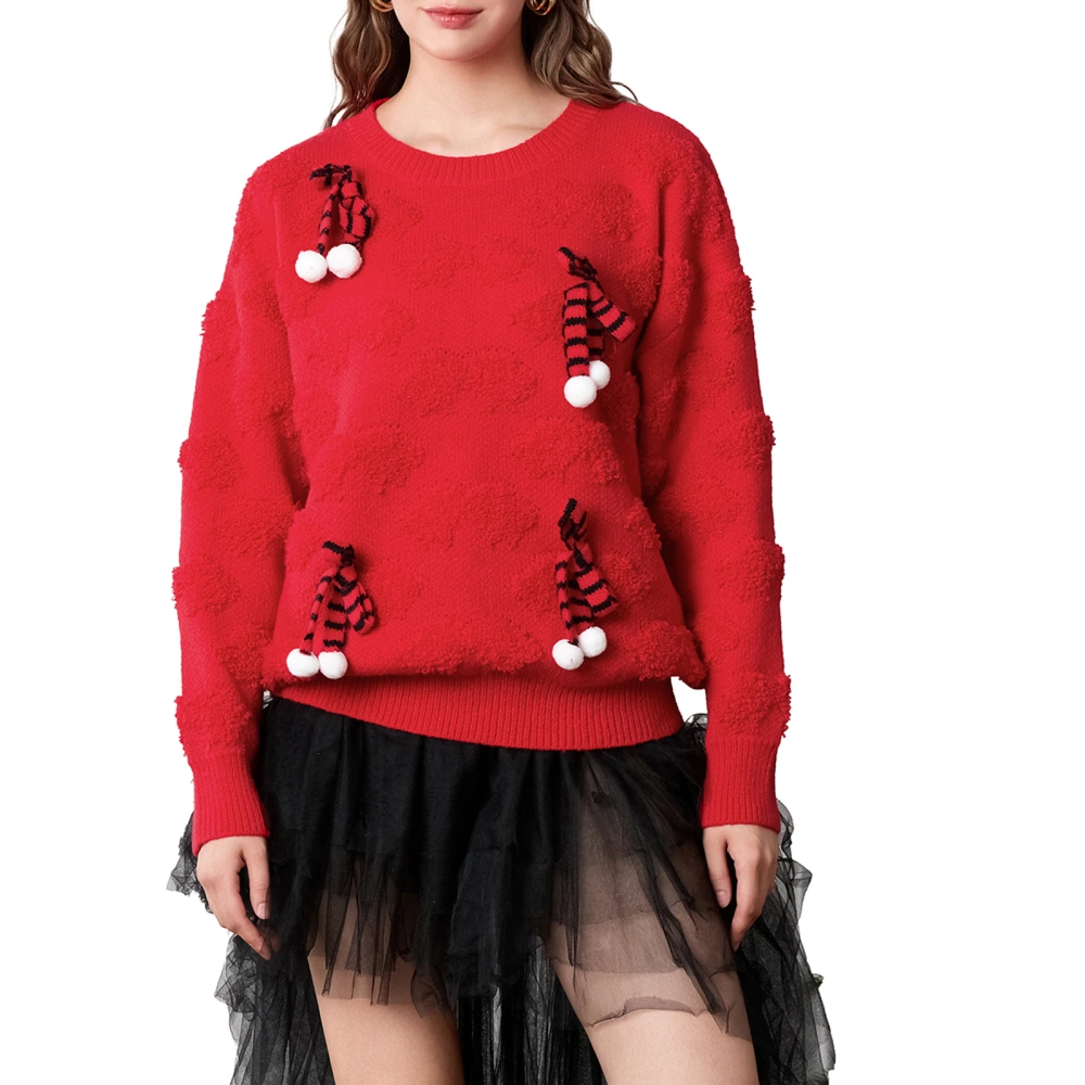 Women Cute Bow Sweaters Casual Trendy Warm Long Sleeve Basic Knitwear