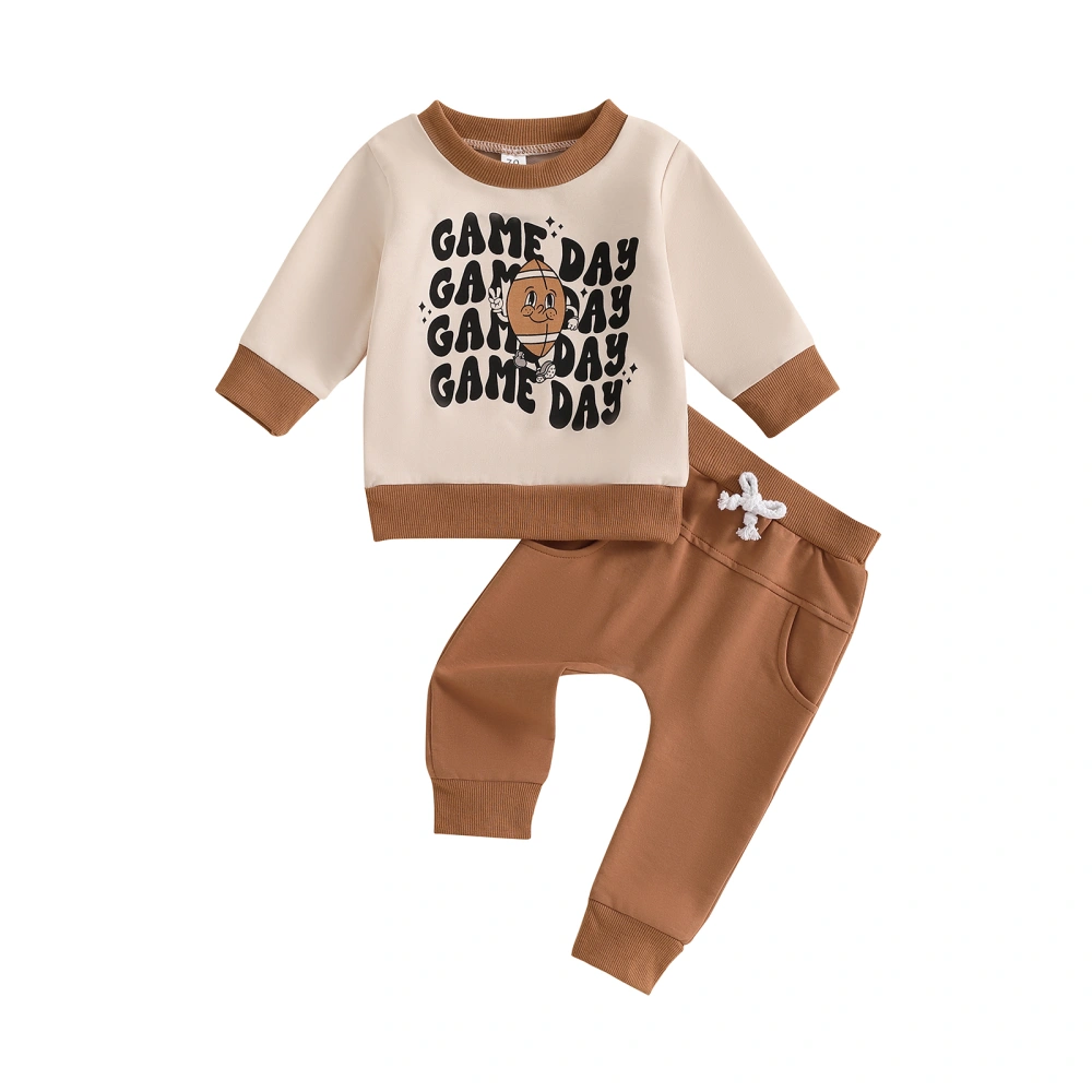 Baby Boys Pants Set, Long Sleeve Letters Sweatshirt Sweatpants