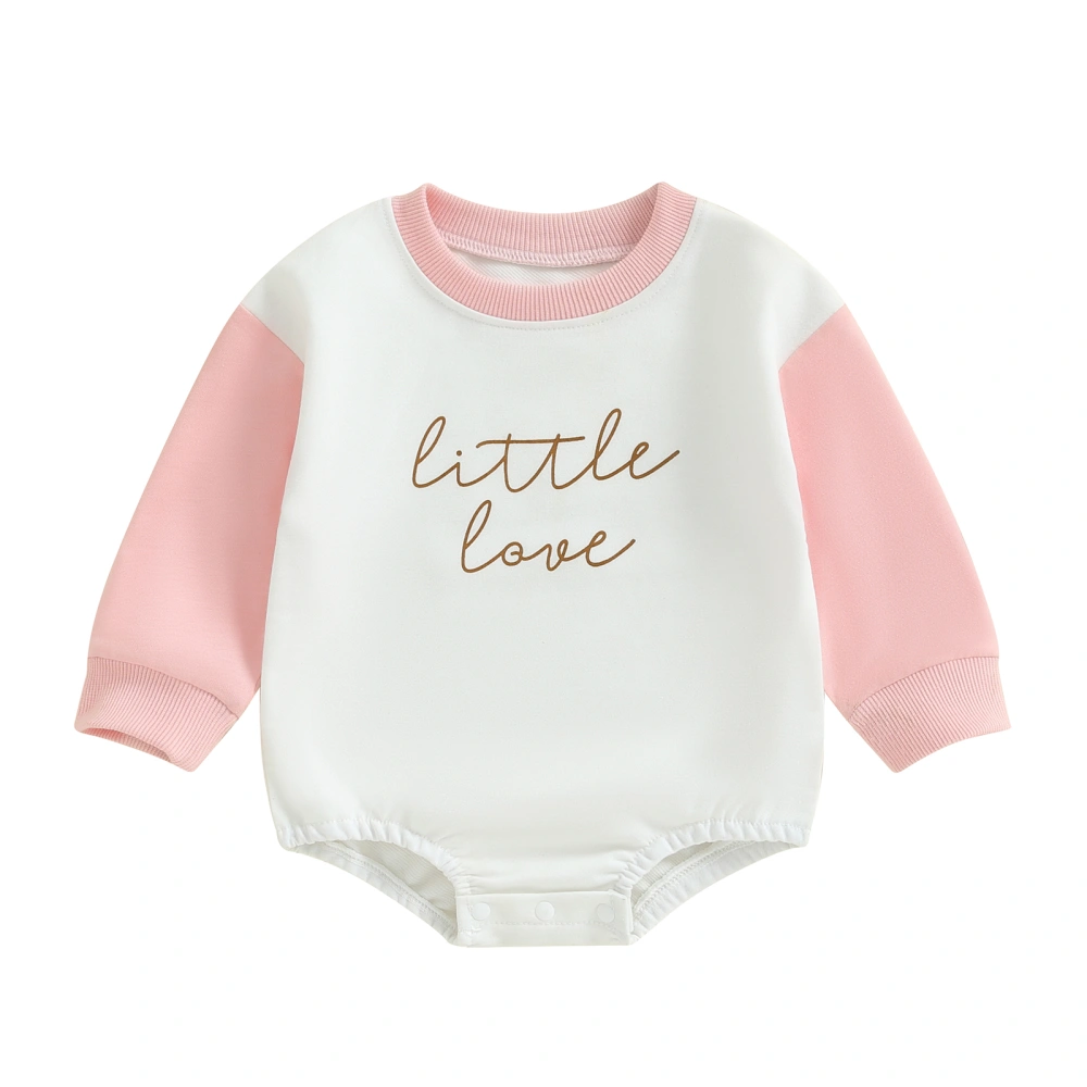 Baby Girl Sweatshirt Romper Letter Contrast Long Sleeve Jumpsuit 