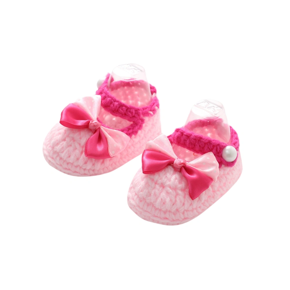 Baby Newborn Infant Prewalker with Bow/Flower Decor Crochet Crib Shoes