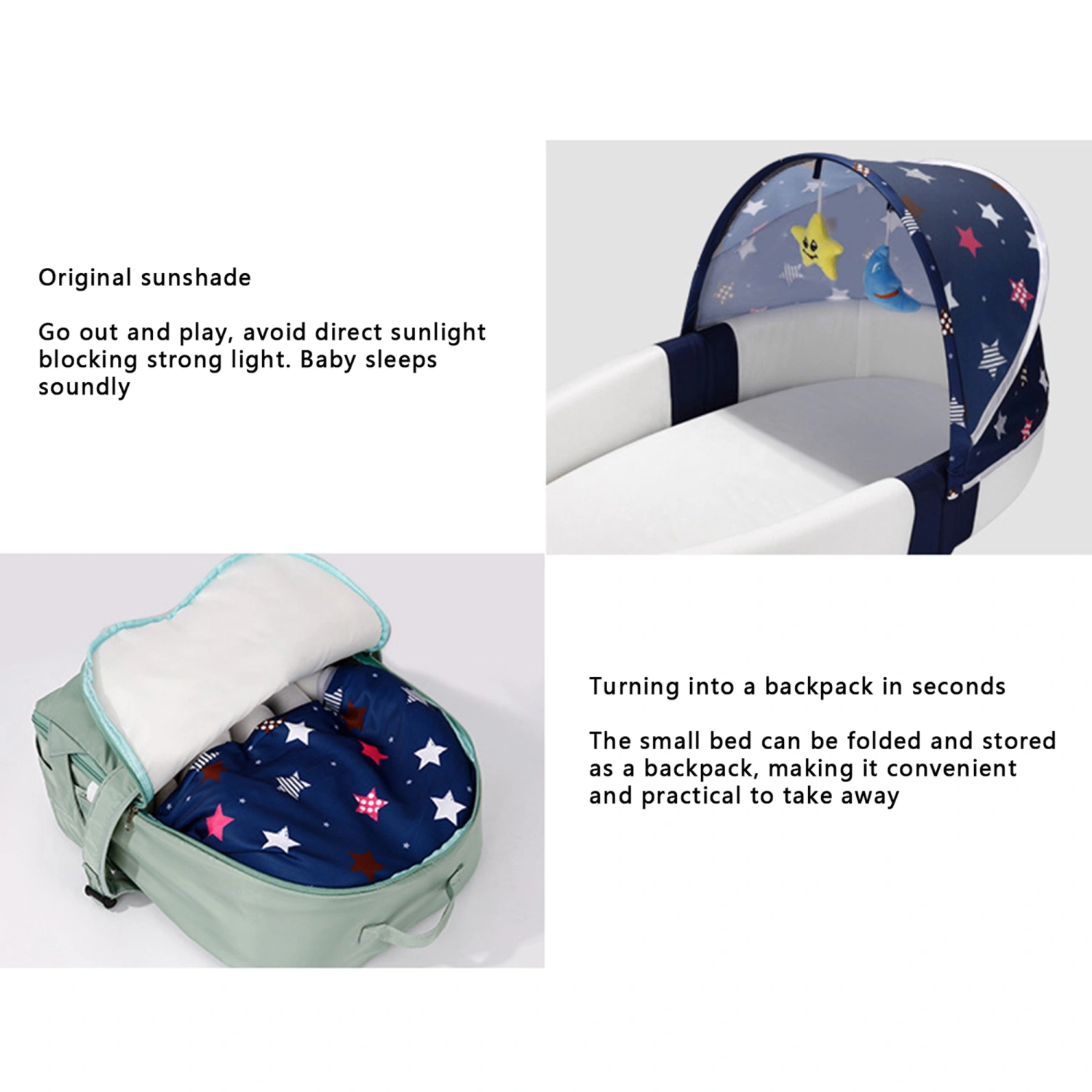 Baby Travel Bassinet Portable Baby Bed with Mosquito Canopy 