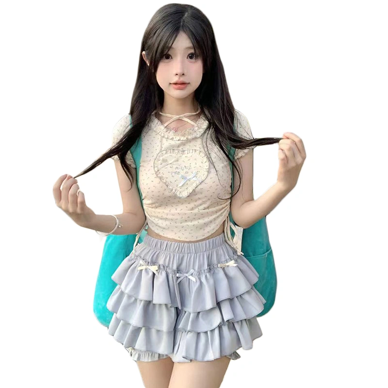 Women's Ruffle Skorts Casual High Waist Bow Front Mini Skirts