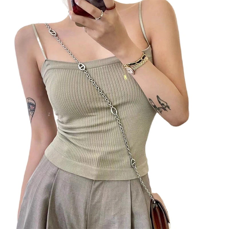 Women Crop Camisoles Solid Color Chest Padded Summer Vests Tops