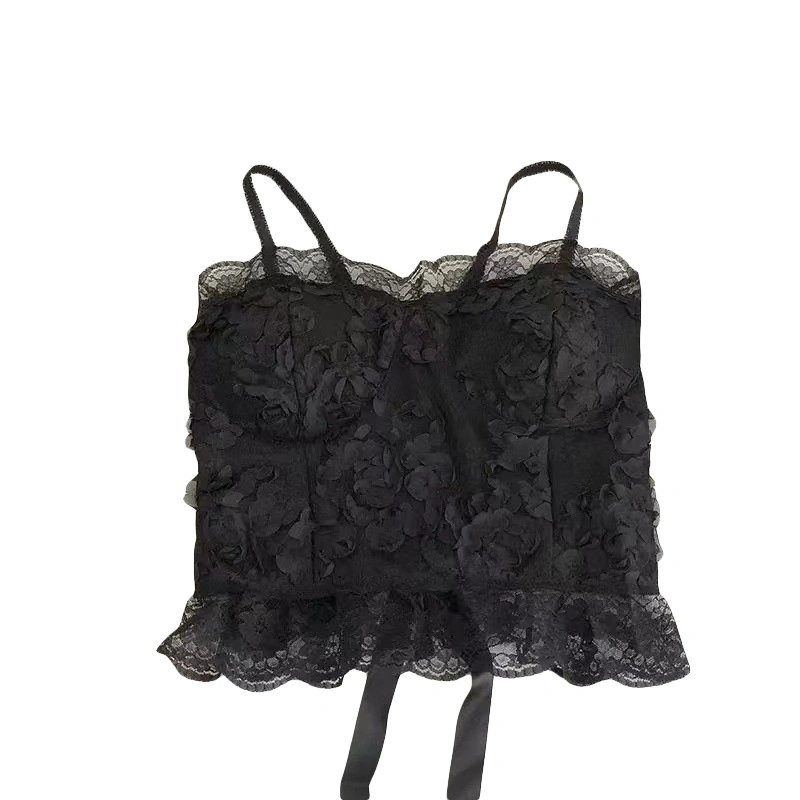 Women's Lace Bralettes Sleeveless Cross Tie-up Back Padded Camisole