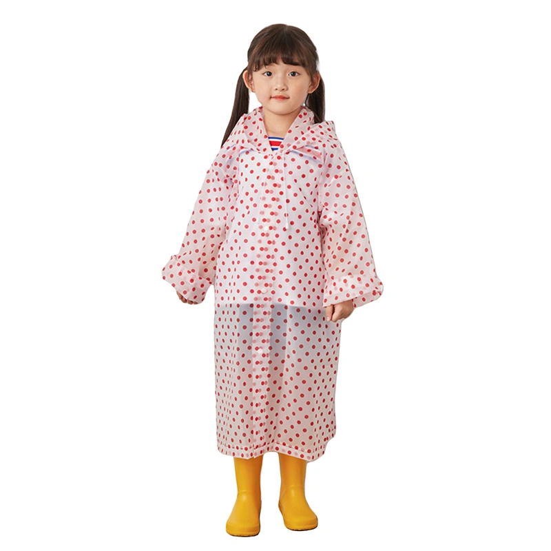 Kids Raincoat for Girls Boys Waterproof Rain Poncho with Dots Print