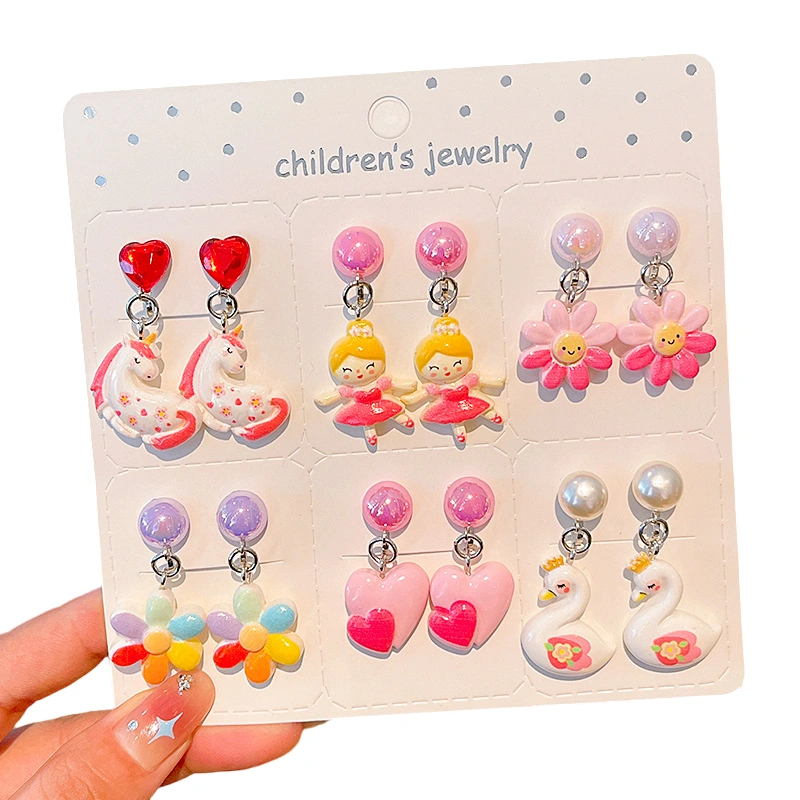 6 Pairs Kids Clip on Earrings for Girls, Non Pierced Earrings