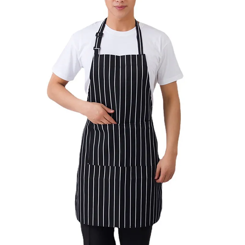 Adult Apron with Pockets Striped Print Cute Kitchen Cooking Apron 