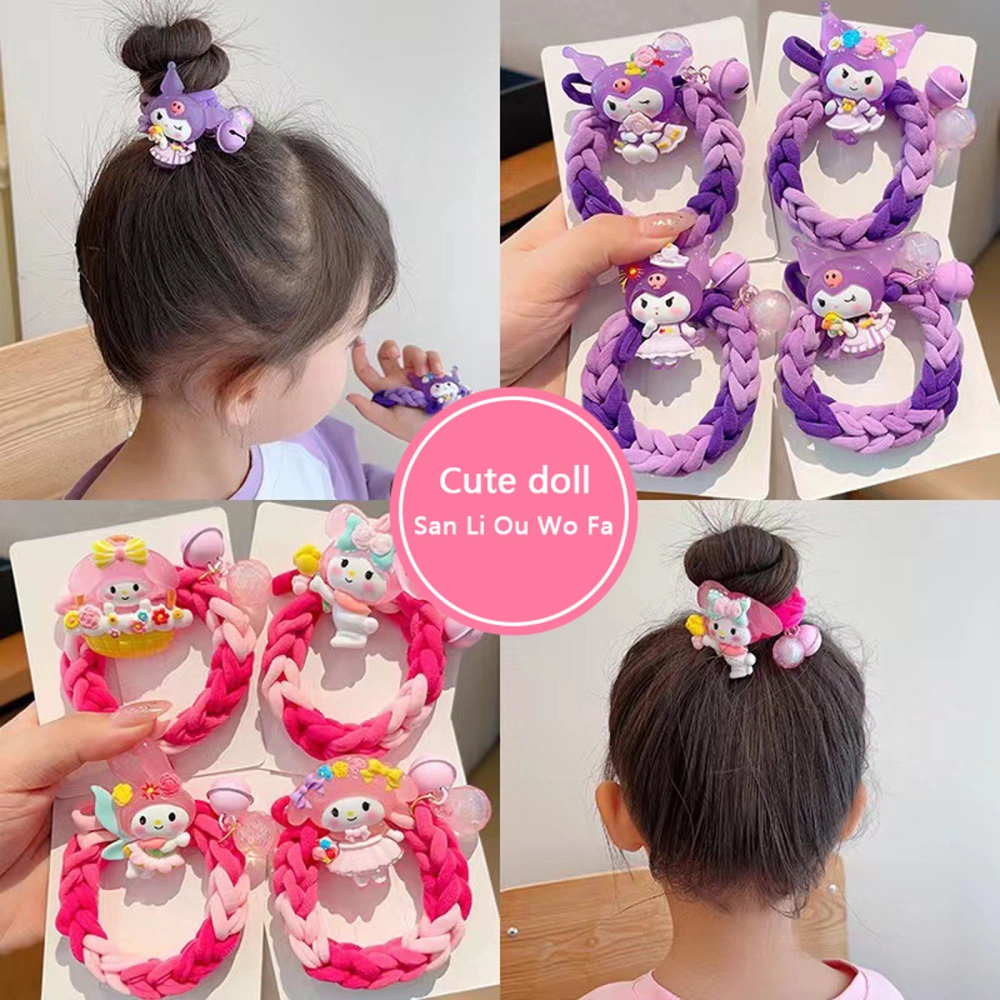 Toddler Girl Braided Hair Ties Cartoon Elastic Ponytail Holders