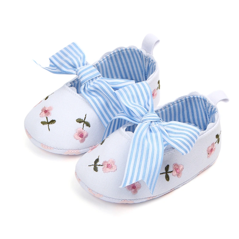 Baby Girl Flats Loafers Soft Soles Floral Embroidery Bow Dress Shoes