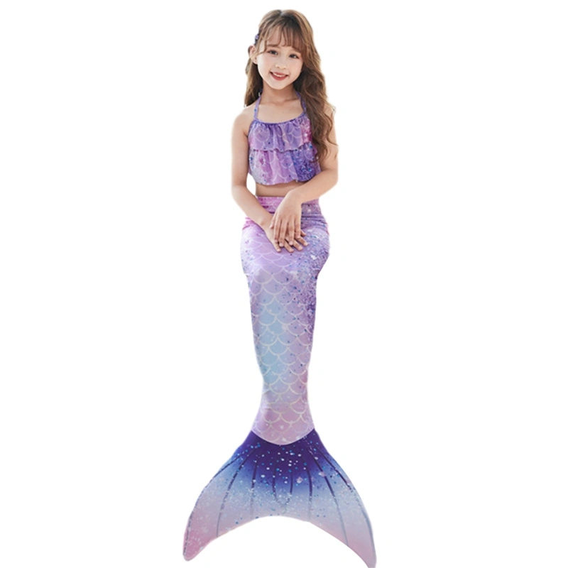 Kids Girl Mermaid Swimsuits Fish Scale Print Tops and Shorts Fishtail