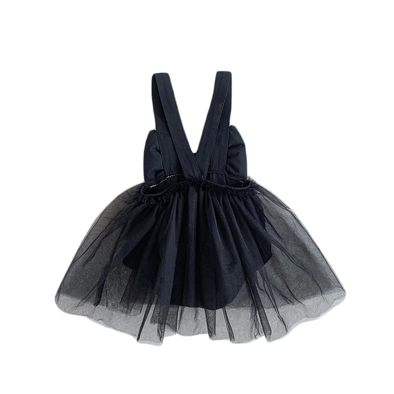 Baby Girl Tulle Patchwork Romper Dress Big Bow Suspender Jumpsuit 