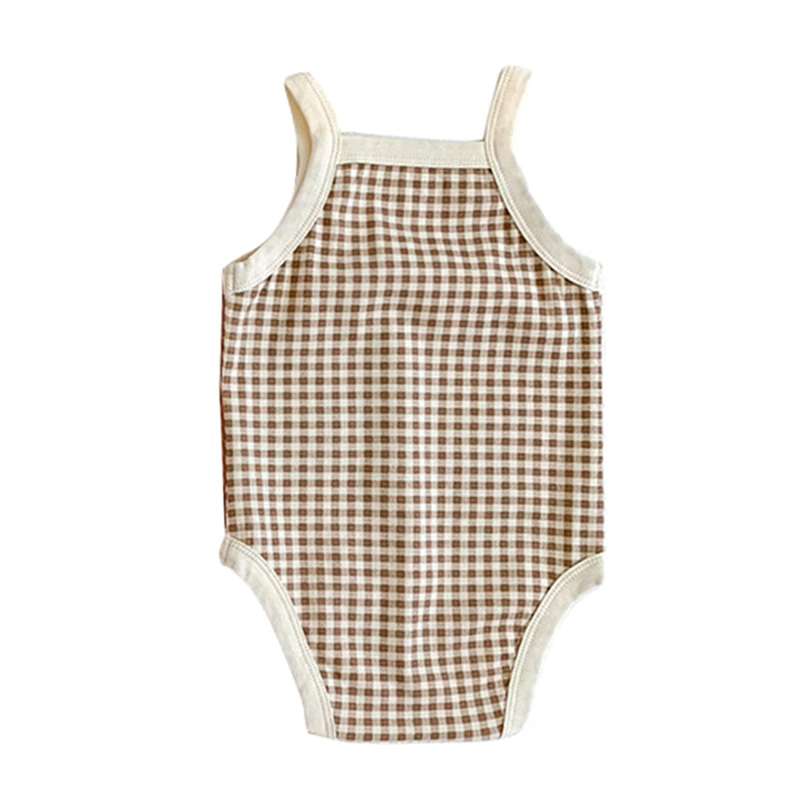 Baby Girl Summer Romper Classic Plaid Print Sleeveless Strap Bodysuit