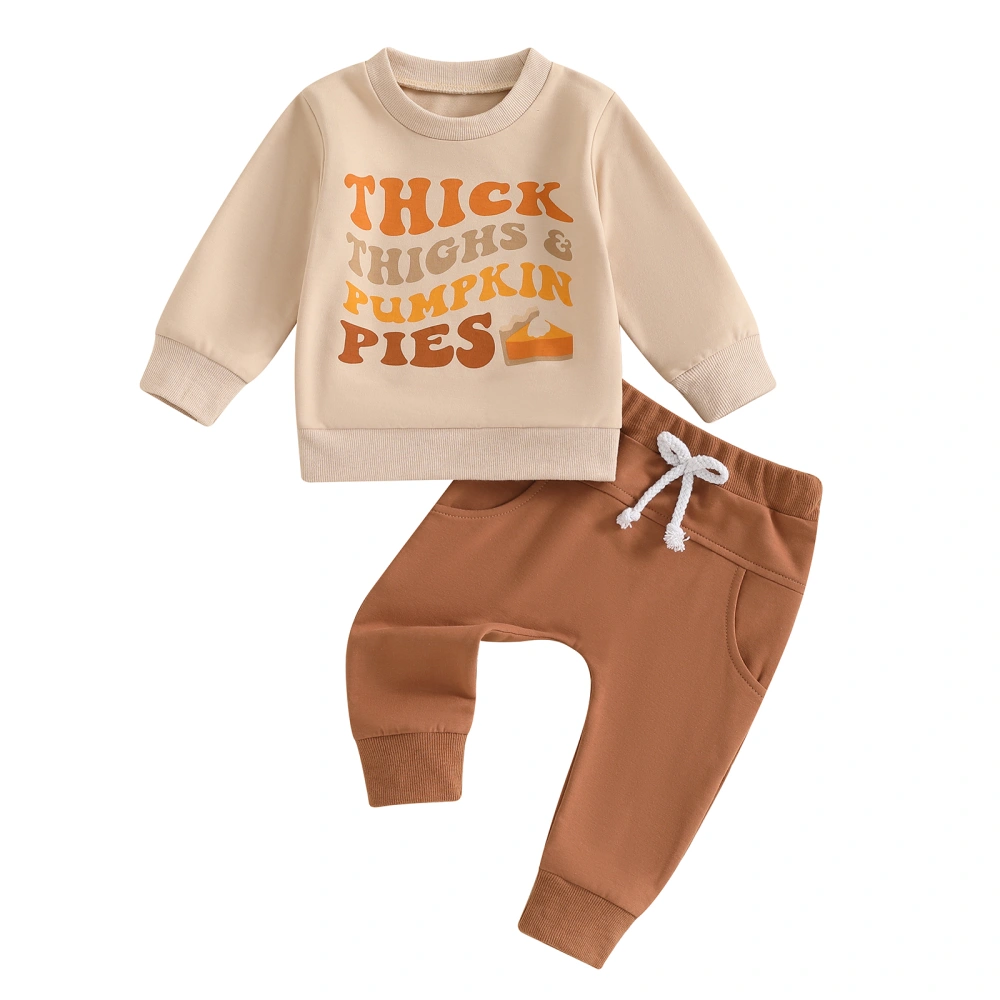 Baby Boy Halloween Outfits Pumpkin Pie Print Sweatshirt + Trousers Set