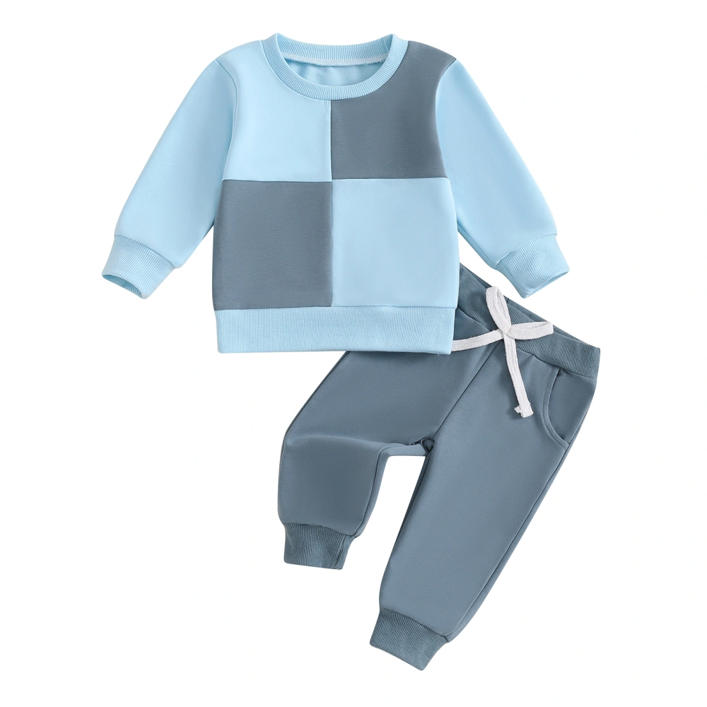 Baby Boy 2Pcs Fall Outfits Contrast Color Sweatshirt + Pants Set