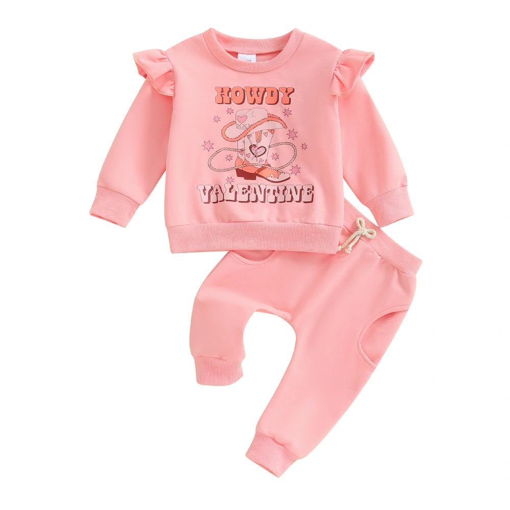 Toddler Girls Western Outfits Letter Print Sweatshirt and Sweatpants